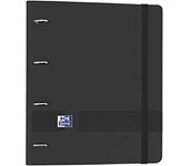 Archivador Oxford 4 Anillas A4+ Plástico Polyfoam con Goma - Incluye Recambio Cuadrícula 5x5 - Color Negro