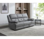 Vente-unique - Sofá relax eléctrico de 3 plazas de tela gris DOLENE