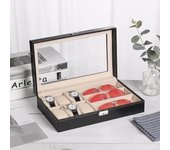 VANSIHO Hot Sale Multiple Slots Watch Box  Display Case Glasses Organizer Storage PU Leather for Men and Women