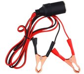 Cable de cargador de batería con Toma de mechero de coche con alimentador pinzas para bornes de batería 12V-24V, 1,5 m