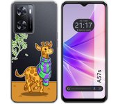 Funda Silicona Transparente para Oppo A57s diseño Jirafa Dibujos