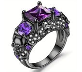 Vintage Gothic Skull Rings Heart Cubic Zirconia Crystal Biker Cocktail Party Rings for Women Halloween Christmas Gifts