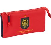 SAFTA - SELECCION ESPAÑOLA DE FUTBOL Portatodo Triple con Compartimentos Independientes y Cremalleras - Asa Lateral y Adaptabilidad a Carro Portamochilas - Estuche Diseño único con Licencia Oficial - Cartera porta objetos -