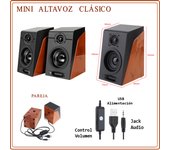 Mini Altavoces USB de estilo clásico. Conexión Jack audio. Alimentación USB. TRICOM