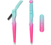 New 3 in 1 Eyebrow Trimmer Folding Eyebrow Clip Eyebrow Brush Multi-function Eyebrow Clip Tweezers Beauty Tool