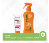 Babaria Pack Protección Facial SPF50 + Corporal SPF50: Crema Facial Solar Antimanchas SPF50+ con Principios Activos de Rosa Mosqueta 75ml y Spray Protector Solar Corporal SPF50 200ml