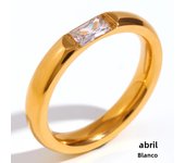 18K Gold Plated Shiny 12 Colors Birthstone Ring Stainless Steel Gold Plated Zircon Rings Zodiac ConstellationFor Women