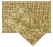 Juego de alfombras de baño de 2 piezas, juego de alfombrillas de baño de felpa de chenilla suave de secado rápido con respaldo de goma, juego de alfombras de baño absorbentes, alfombras de baño lavables para baño, blanco, 24 x 16 + 30 x 20