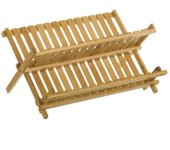 Escurreplatos de 2 alturas marrón rústico de bambú de 45x34x24 cm -DAMDAM GO