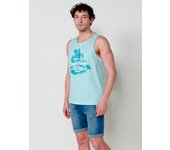Koroshi Camiseta sin Mangas Verde Agua para Hombre 100% Algodón