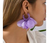 Fashion Rose Flower Petal Cotton Beaded Big Dangle Earrings For Women Trend Luxury Charm Fairy Wedding Party Statement Jewelry