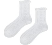 Calcetines blancos con volantes, calcetines de encaje de algodón, calcetines con volantes con estampado hueco, calcetines de vestir con volantes blancos, calcetines de lolita, calcetines de princesa hasta el tobillo