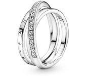 Pandora Pandora Anillo en plata de ley Cruzado Triple Banda en Pavé 199057C01 , para Mujer