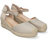 Davinia Shoes Sandalia de Cuña para Mujer, Forrado de Yute, Pala Cerrada, y Cierre de Hebilla, Primavera Verano Shoes&Blues.es CF-2372-Oro