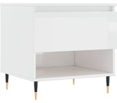 vidaXL Mesa de centro madera de ingeniería 50x46x50 cm Blanco, Negro, Blanco brillante Mesita de Salón o Comedor o Auxiliar Mesa de Café Meuble Salón