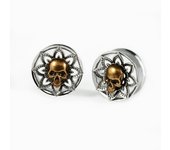 2pcs Stainless Steel Punk Skeleton Snake Ghost Civet Ear Gauges Plug Gothic Ear Lobe Expander Stretcher Piercing Body Jewelry