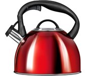 Smile MCN13/C1 Tetera con Silbato, Hervidor de Agua, Inducción, Vitrocerámica 3 L, Acero Inox., Diseño Vintage, , Rojo