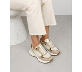 Bosanova Zapatillas deportivas para mujer con diferentes cortes con detalles animal print y suela de plataforma dentada de 4 cm. Cierre con cordones planos.