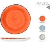 H&H Plato Llano Toscana en Porcelana Ø 26 Cm - Estilo Rústico y Colores Naturales