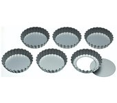 Kitchencraft set of six 10cm loose base tart tins