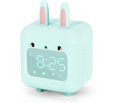 Reloj despertador para niños, Reloj despertador digital para niños, Lindo Reloj despertador with form de conejito, Reloj despertador with Ruido, Luz Nocturna with USB, Reloj despertador para niños para dormitorio (Green)