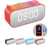 Despertador con altavoz Bluetooth, reloj digital para dormitorio, despertador para adultos con sueño pesado con alarma dual, pantalla LED regulable, llamadas manos libres (negro)