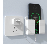 Soporte de pared para teléfono móvil, caja de almacenamiento de Control remoto, pegajosa, sin perforaciones, color blanco
