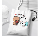 Bubu Dudu Anime Tote Bag Foldable Shopping Bag Tote Bag Aesthetic Fashion Canvas Reusable Shopping Bag Female