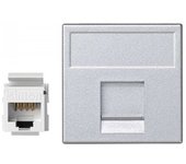 Placa plana K45 con ector guardapolvo RJ45 categoria 6 UTP aluminio SIMON K96U/8
