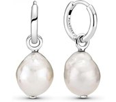 Pendientes de aro con perlas barrocas cultivadas en agua dulce tratadas para mujer, de Pandora Jewelry - Plata de ley，Incluye Caja Original