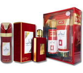 Pack Lattafa Asdaaf Ameerat Al Arab Eau de Parfum 100 ml+ Desodorante Spray Corporal 200ml+ Pack de Bruma y Loción Perfumada – Aroma Árabe Duradero y Elegante para Mujer