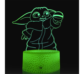 Anime Yoda Baby 3D Lamp LED Illusion Night Light Color Changing Lampara for Kids Bedroom Decor Nightlight Manga Groot Table lamp