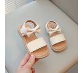 Toddlers Girls Sandals Little Kids Beach Shoes 2024 Summer Brand New Children Flat Sandals Sweet Princess with Bowtie Open Toes