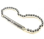 Pulsera Bolas Plata Elástica Amigas X Siempre