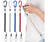 Mosquetón lavero Espiral, 4 piezas linterna Muelle Espiral extensible with mosquetones Escalada lavero elástico extensible Cordón de seuridad para oar, kayak, camping, Caza