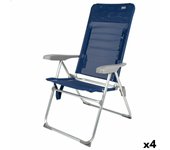 Silla de Playa Aktive Slim Plegable Azul marino 47 x 107 x 66 cm (4 Unidades)