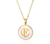 Stainless Steel Round White Necklaces For Women Gold Color  Initial Woman Man 26 Letters Pendant Chain Necklace Jewelry Gifts