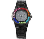 Nuevo reloj para mujer con piedras brillantes multicolores, calendario, lleno de diamantes, un reloj de lujo para la mujer