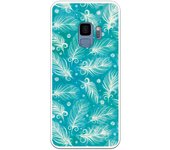 Funda compatible con Samsung Galaxy S9 - Patron plumas blancas con fondo