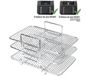 Rectangle Air Fryer Rack Set For Ninja DZ201/DZ401 Double Basket Oven Grill Holder Airfryer Paper Liners Air Fryer Accessories