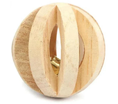Cute Rabbit Roller Toys Natural Wooden Pine Dumbells Unicycle Bell Chew Toys for Guinea Pigs Rat Small Pet Molars Supplies New