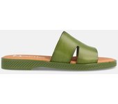 MARILA SHOES SANDALIA PLANA PARA MUJER TIPO ZUECO EN PIEL ANKARA PISTACHO