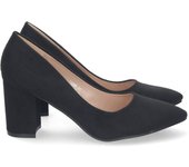 Zapatos de tacon comodo estilo salon y punta fina mujer negro