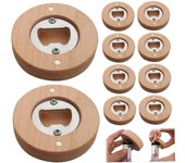 10 abridor de botellas magnético, abridor de botellas de cerveza de forma redonda de bambú, imanes para nevera, 2,4 x 2,4 pulgadas, imán para abridor de botellas, pegatina para refrigerador, decoración de barra, abridor de botellas de cerveza, imán m