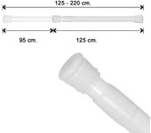 Barra para  cortina ducha extensible aluminio blanco125 a 220 cm.
