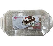 PLASTICFORTE- Bandeja transparente plastico reposteria BPA FREE rectangular platos decora para emplatar pasteles tartas plato para servir bonitas