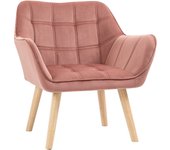 HOMCOM Sillón individual Sillón relax Sillón con aspecto de terciopelo, patas elevadas Sillón tapizado escandinavo para sala de estar, dormitorio, 68,5 x 61 x 72,5 cm, rosa
