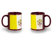 MERCHANDMANIA TAZA COLOR NEGRO RECUADRO bandera vaticano pais gobierno cristiano papa color mug