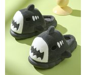 Pantuflas de algodón de tiburón de suela gruesa de invierno para mujer, pantuflas de algodón para padres e hijos, pantuflas de algodón cálidas de felpa antideslizantes para interiores para el hogar