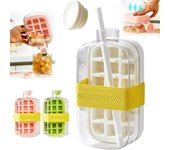 Cubitera, molde para cubitos de hielo sin contacto, vaso para cubitos de hielo, molde de fácil liberación para congelador, bandeja para cubitos de hielo 2 en 1 sin contacto, botella de agua con tapa y recipiente, 500 ml, rosa